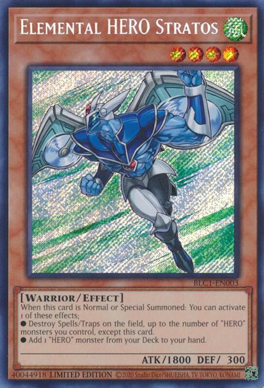 Elemental HERO Stratos (Secret Rare) BLC1-EN003 - Limited Edition