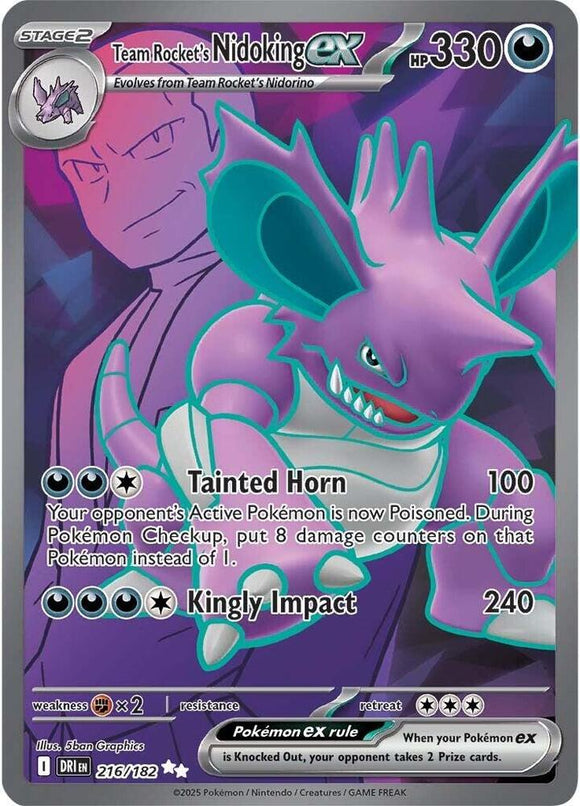 Team Rocket's Nidoking ex (Full Art Ultra Rare) - 216/182