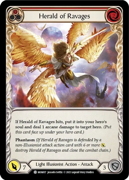 Herald of Ravages (Red) - MON017 - First Edition Rainbow Foil