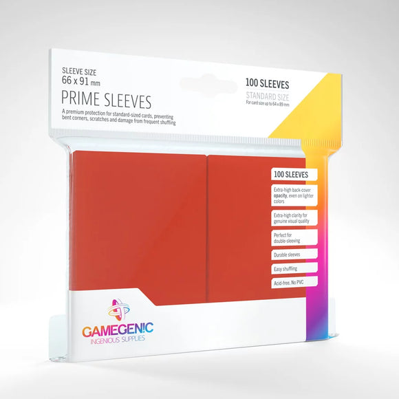 Gamegenic: Prime Sleeves - Standard Size Card Sleeves - Red (100) (Sealed)
