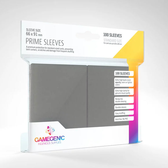 Gamegenic: Prime Sleeves - Standard Size Card Sleeves - Gray (100) (Sealed)
