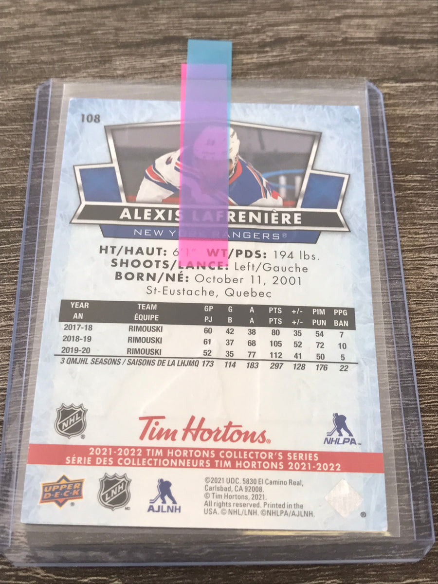 2021-2022 - Alexis Lafreniere - Tim Horton's - (Base) #108 – MK Cards