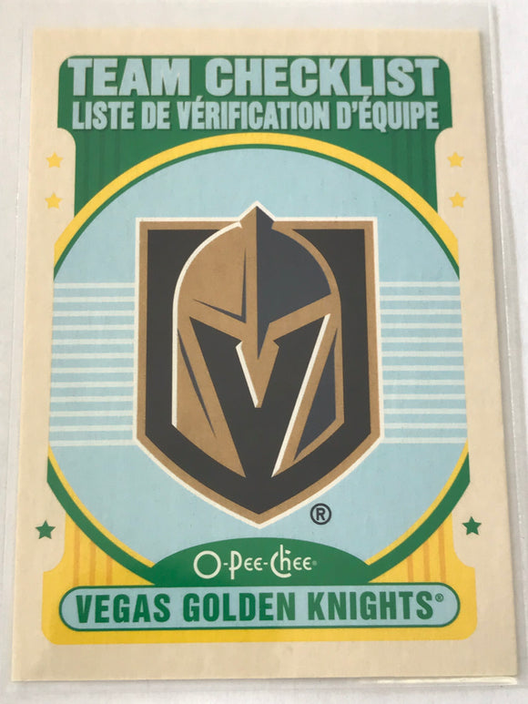 2021-2022 - Vegas Golden Knights - O-Pee-Chee Team Checklist - #579