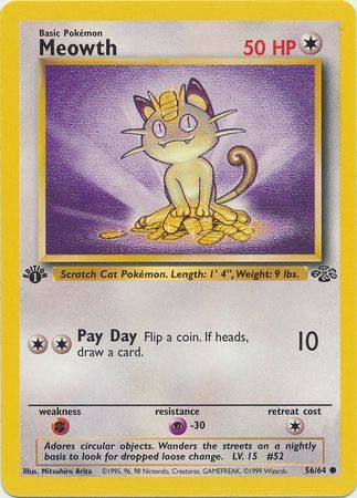 Meowth (Common) - 56/64 - 1st Edition