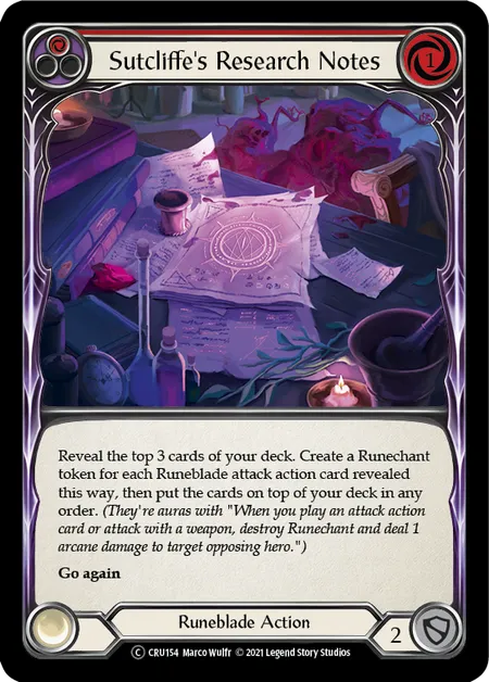 Sutcliffe's Research Notes (Red) - CRU154 - Unlimited Rainbow Foil