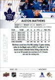 2021-2022 - Auston Matthews - Upper Deck - #418