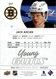 2021-2022 - Jack Ahcan - Upper Deck Young Guns - #217