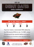 2021-2022 - Kirill Kaprizov - Upper Deck Debut Dates - #DD25