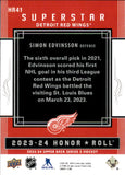 2023-24 - Simon Edvinsson - Upper Deck Honor Roll - #HR41