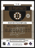2021-2022 - David Pastrnak - Upper Deck UD Portraits - #P-18