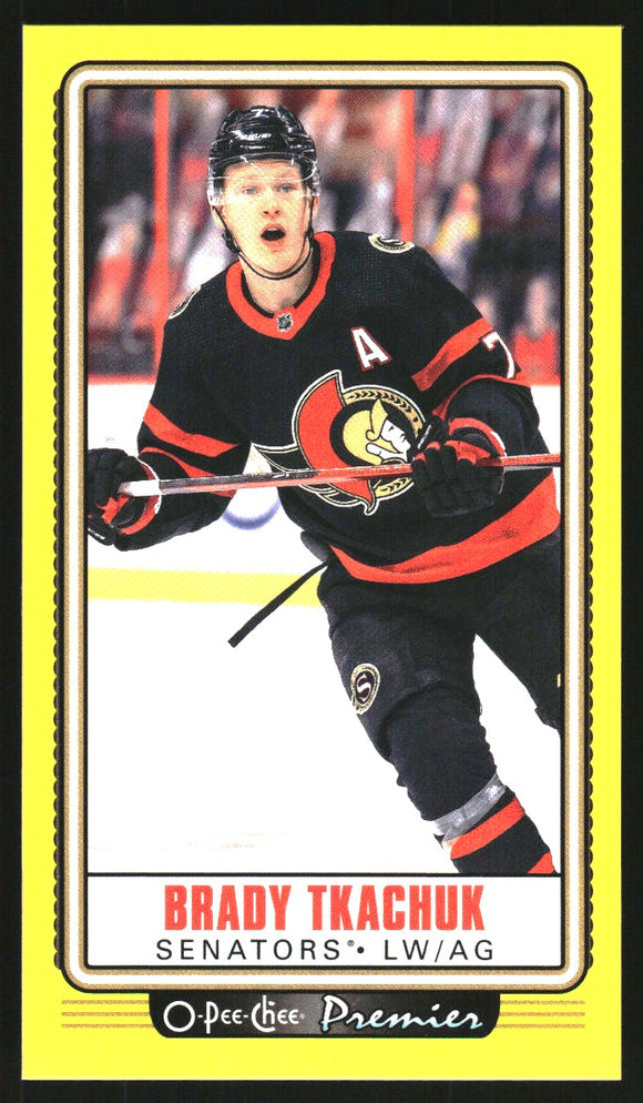 2021-2022 - Brady Tkachuk - O-Pee-Chee OPC Premier Tallboys Yellow - #P24