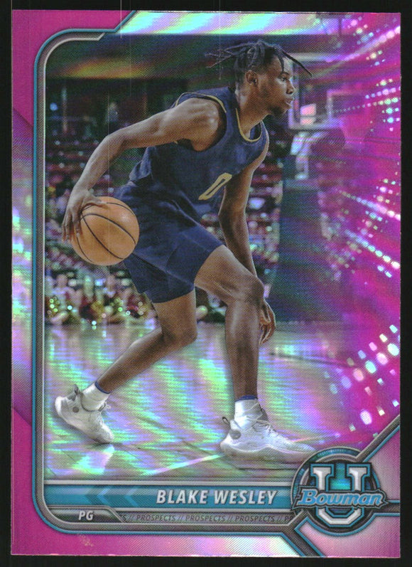 2021-22 - Blake Wesley - Bowman Chrome University Pink Refractors - #49