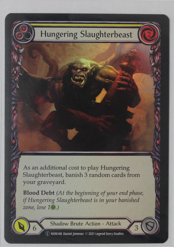 Hungering Slaughterbeast (Yellow) - MON148 - Unlimited Rainbow Foil